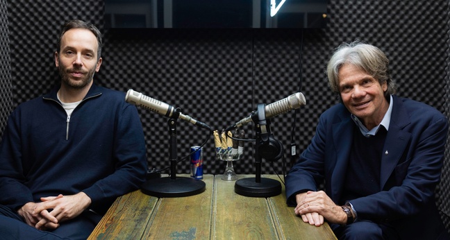 Philipp Westermeyer (links) und Michael Käfer nach der Aufnahme.