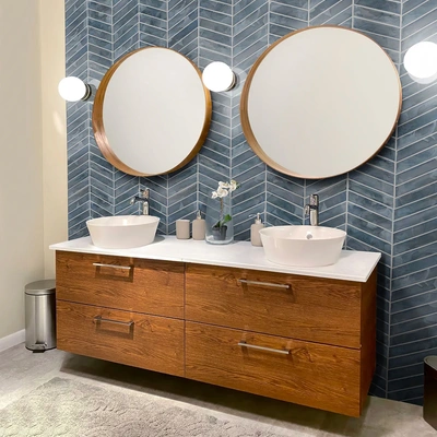 blue shimmer chevron 6mm bathroom