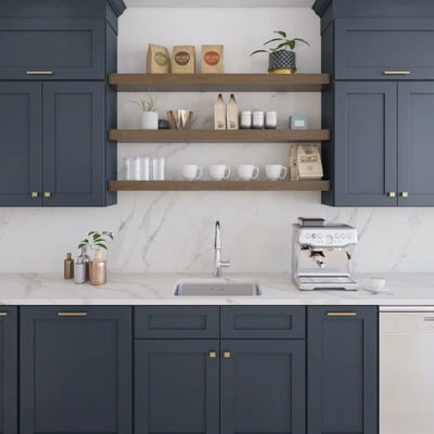 galaxy indigo kitchen floating shelf