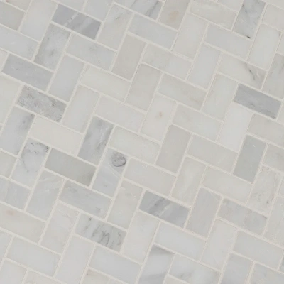 arabescato carrara herringbone pattern honed in a mesh iso
