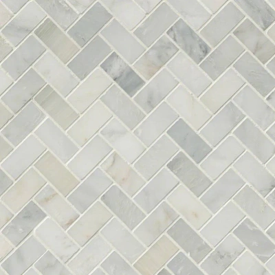 arabescato carrara herringbone pattern honed in a mesh