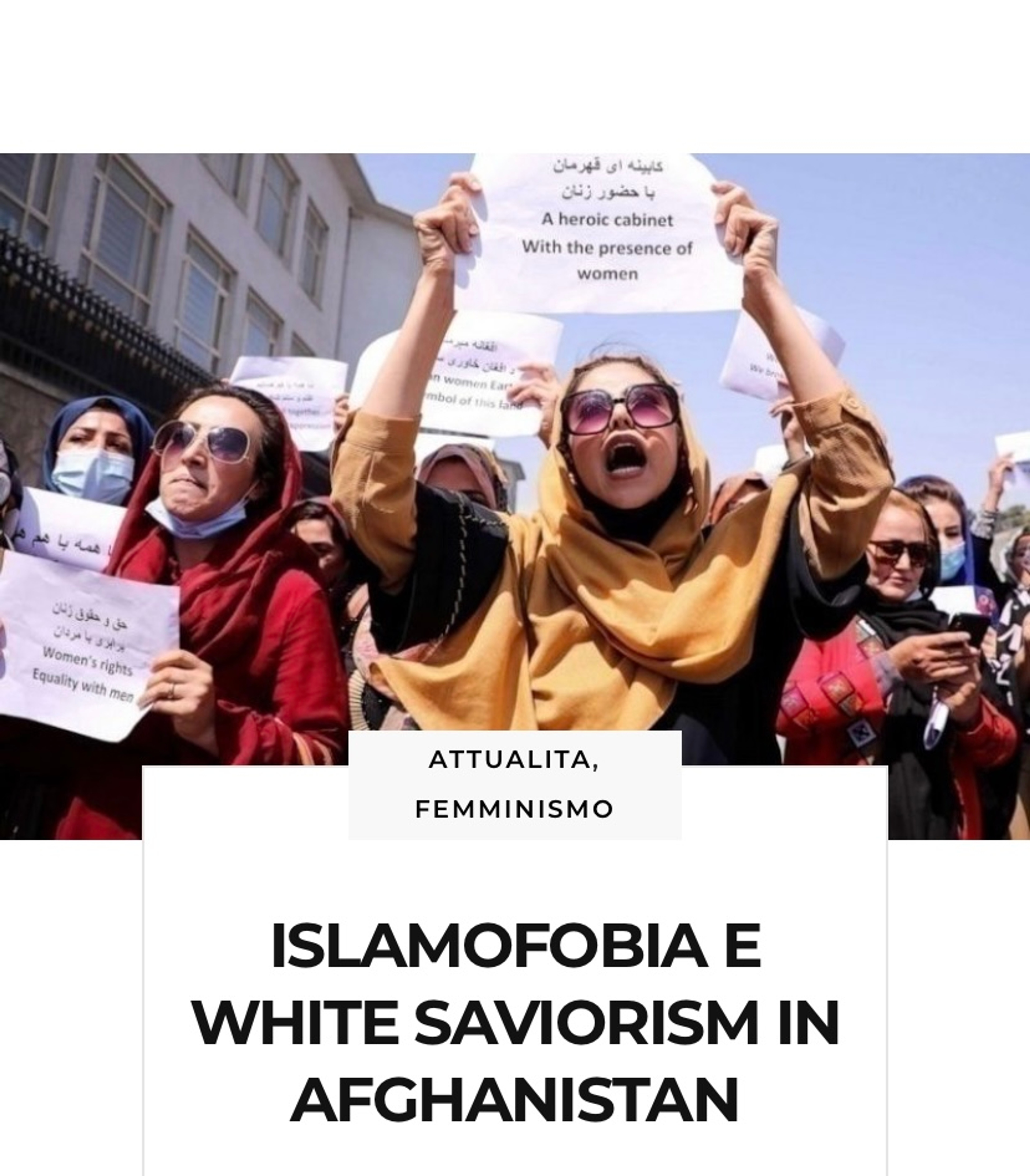 Islamofobia e white saviorism in Afghanistan