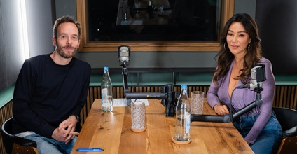 Philipp Westermeyer und Verona Pooth bei der Aufnahme des OMR Podcasts