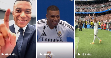 Kylian Mbappé ist nach Fußballstar Cristiano Ronaldo der reichweitenstärkste aktive europäische Profisportler. (Foto: Instagram-Profil Real Madrid)
