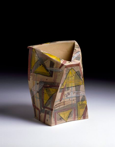 Photograph: 'Yellow Triangle' Vase, Alison Britton, 1981, England. Museum no. C.87-1981.