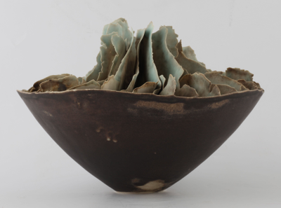 Photograph: Peter Simpson NCM 1996 - 329. ‘Fungus Form’ bowl c. 1975. Porcelain, hand built; Matt glaze