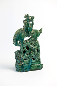 Photograph: St. George and the dragon figurine, earthenware with turquoise glaze, Denise Wren, 1920s-30s