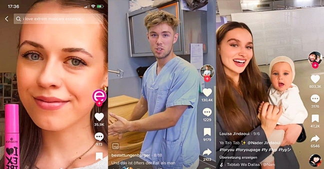 Die Tiktok-Accounts von Essence, Bestattungen Burger und Influencerin Louisa Jindaoui