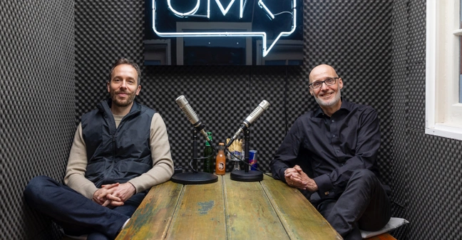 Philipp Westermeyer und Jörg Ehmer nach der Aufnahme des OMR Podcasts