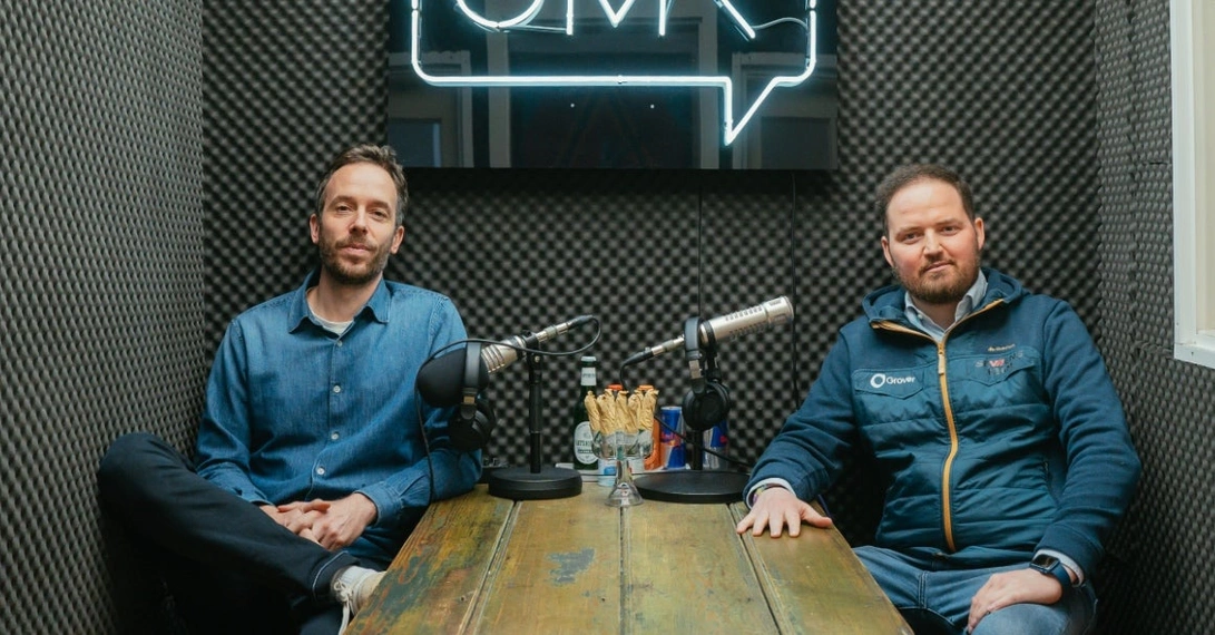 OMR-Gründer Philipp Westermeyer und Grover-Gründer Michael Cassau nach der Podcast-Aufnahme in Hamburg. Foto: Rikkert Aussems