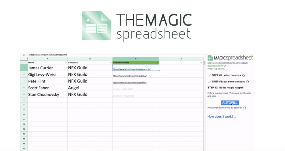 Magic Spreadsheet: Using AI to Fill Google Spreadsheets