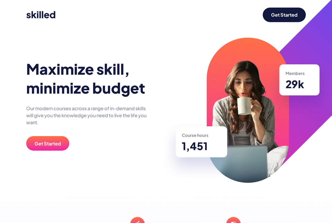 Skilled e-learning landing page
