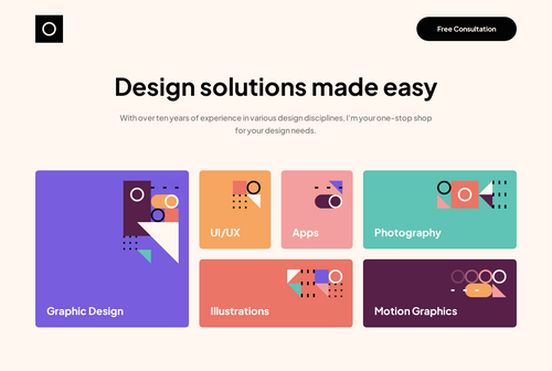 Single-page design portfolio