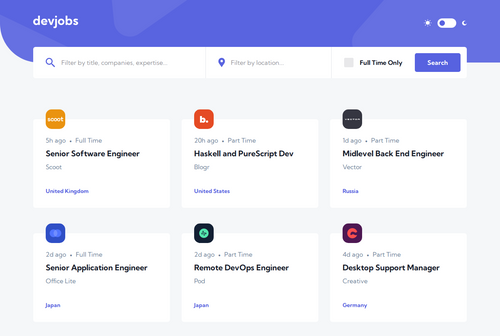 Devjobs web app