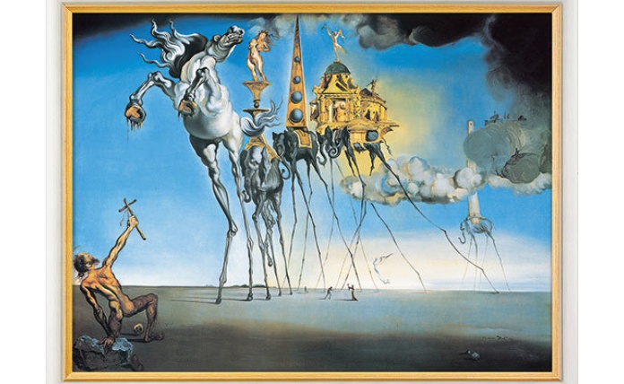 Product afbeelding: Salvador Dalí: Schilderij 'De verzoeking van de heilige Antonius' (1946), ingelijst
