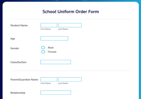 Order Form For School Uniform