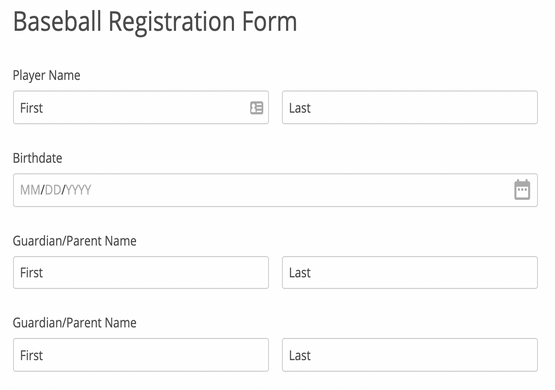Registration Form Template For Baseball Class