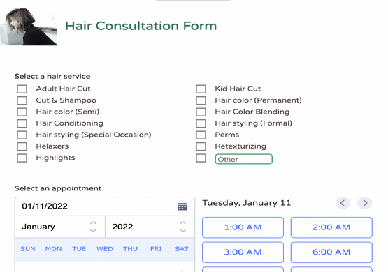 Consultation Form with Appointment Booking Feature