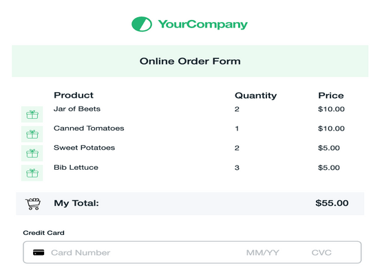 Online Sales Order Form