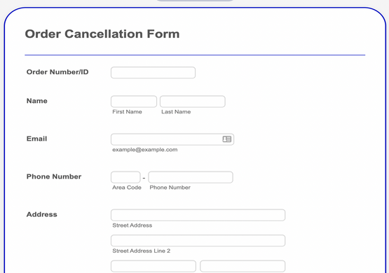 Order Cancellation Online Form