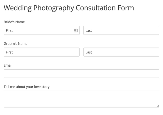 Photography Consultation Form Request