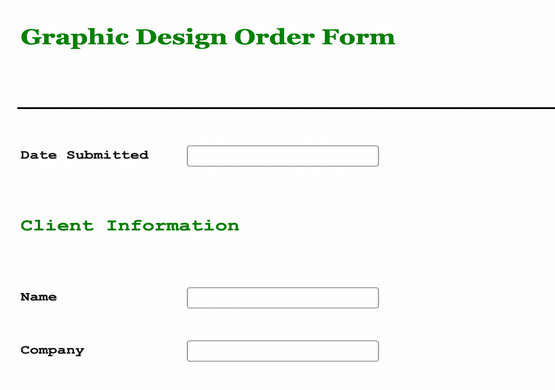 Graphic Design Order Form