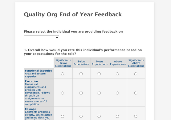 Survey For Employee Performance Evaluation