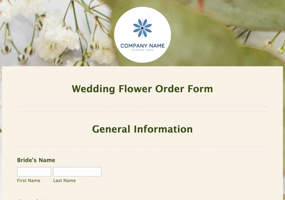 Order Form Template for Wedding Flowers