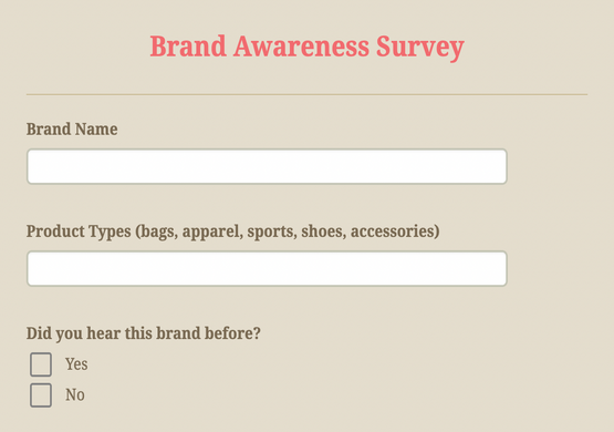 Template for Online Brand Awareness Survey