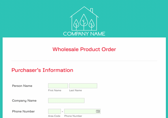 Custom Product Order Form 