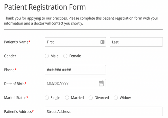 Simple Patient Registration Form