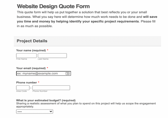 Order Form for Website Design Services