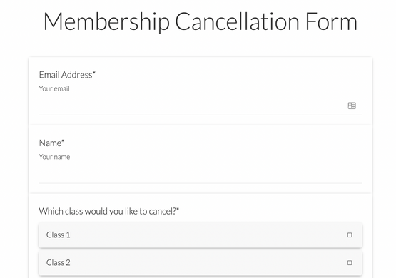Fitness Class Membership Cancellation Form