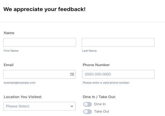 Restaurant Feedback Form