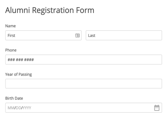 College Alumni Registration Form