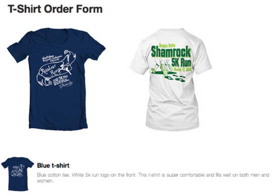 T-Shirt Order Form With Payments