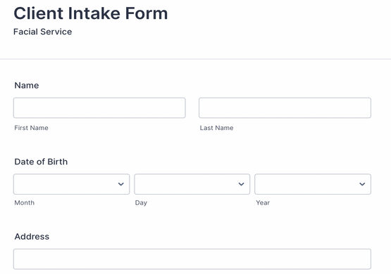 Intake Form For Facial Esthetics Only