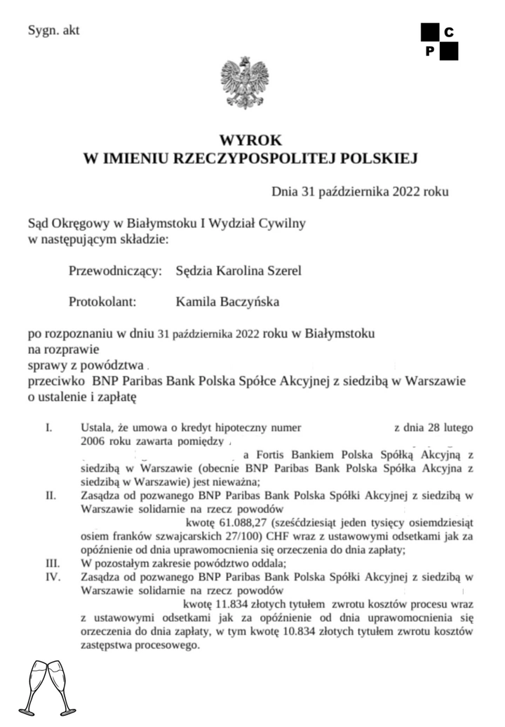 Radca prawny Białystok: Unieważnienie umowy kredytu frankowego! || Fortis Bank | obecnie BNP Paribas ||