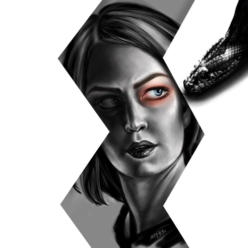 Digital art - Black & white portrait of woman in Procreate