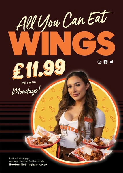 Hooters all you can shop eat wings