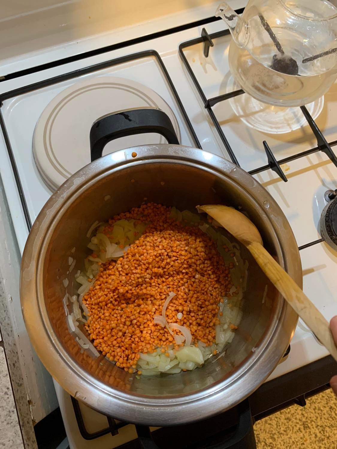 Step 2 for the Mercimek Corbasi recipe