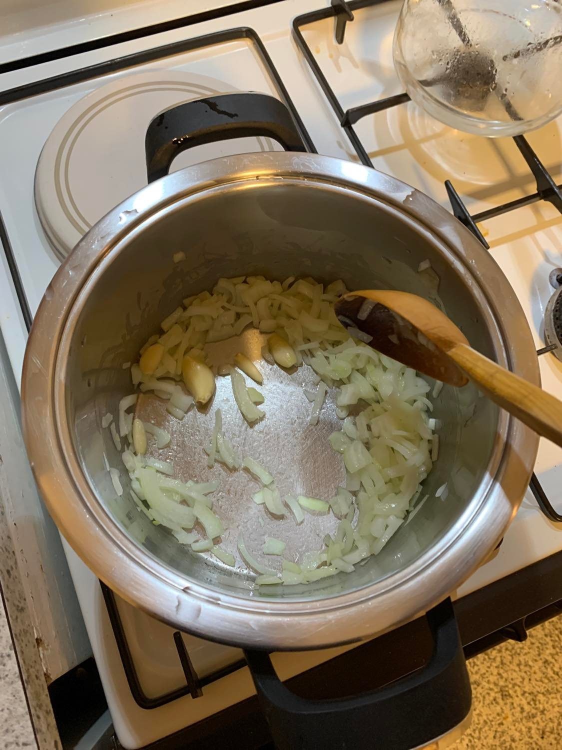 Step 1 for the Mercimek Corbasi recipe