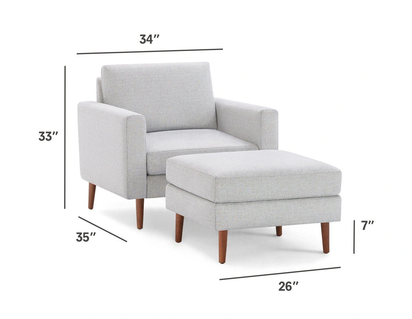 Chair with attached discount ottoman