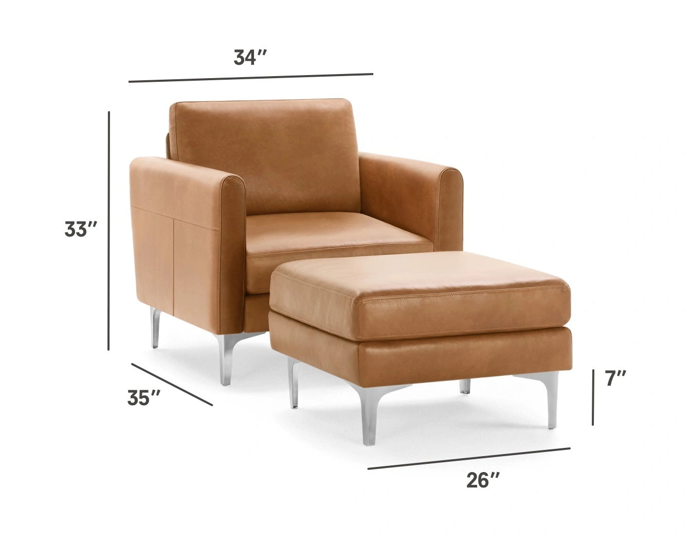 The Nomad Leather Club Chair with Ottoman Burrow