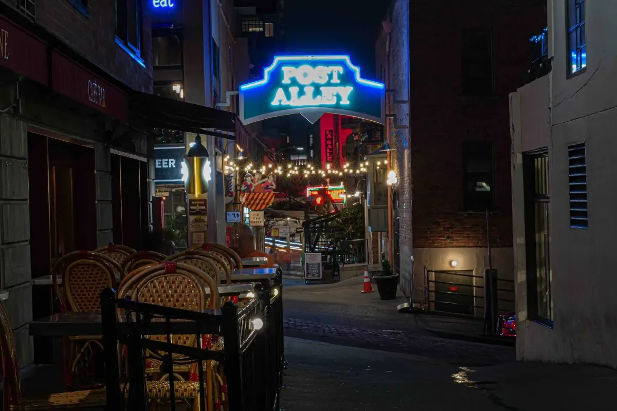 Post Alley empty at night