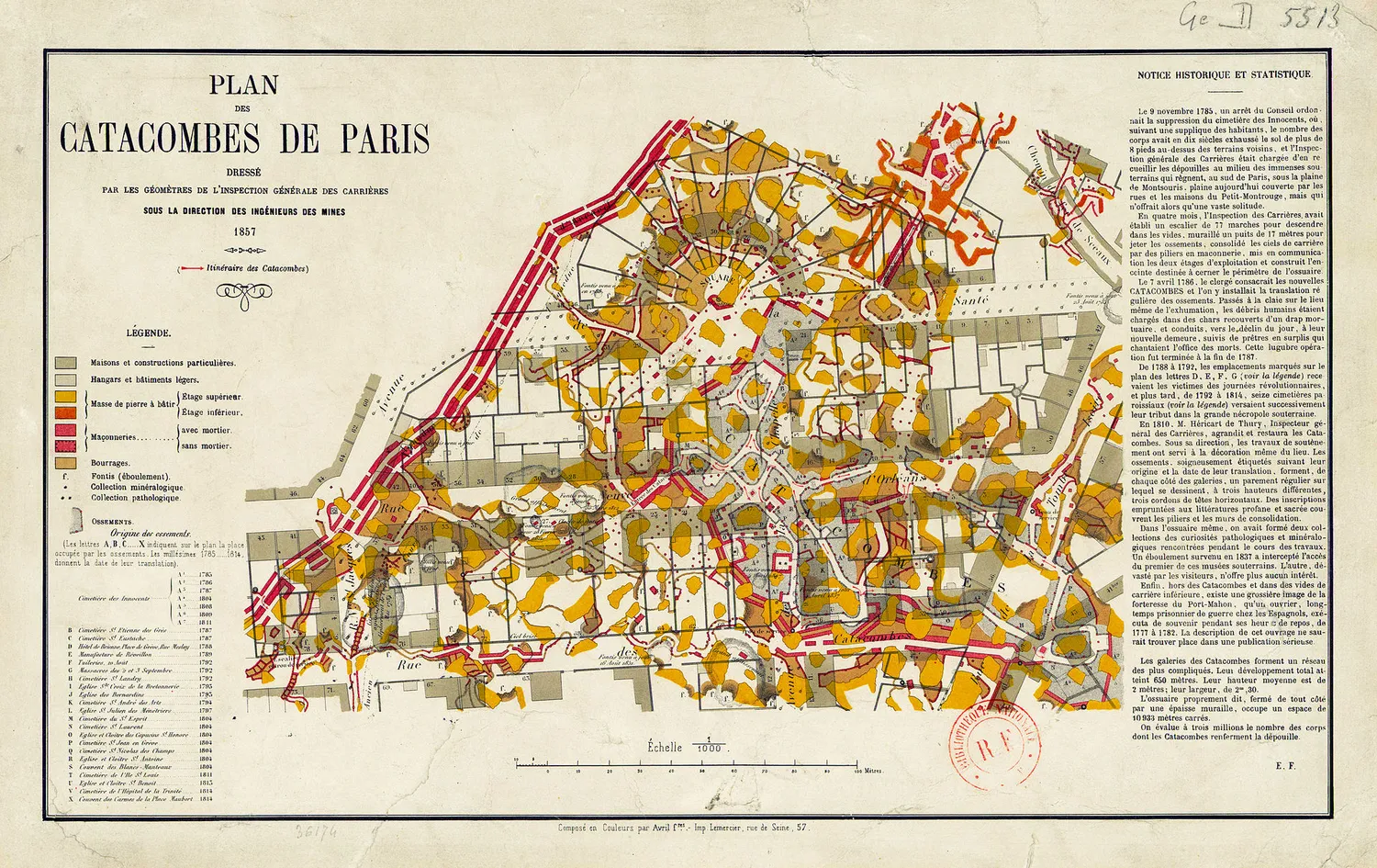 Plan of the visitable catacombs, circa 1858