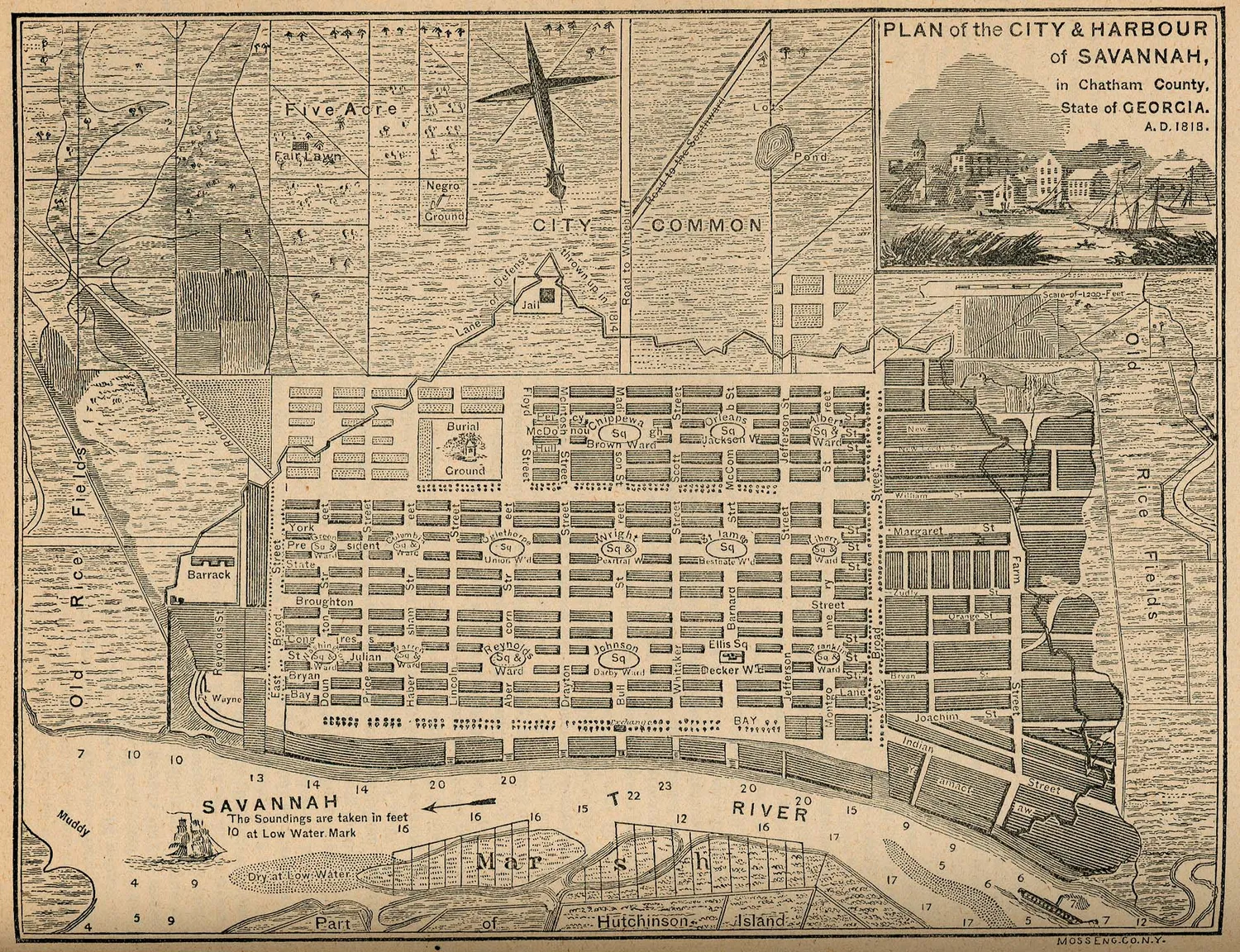City Plan of Savannah, circa 1818