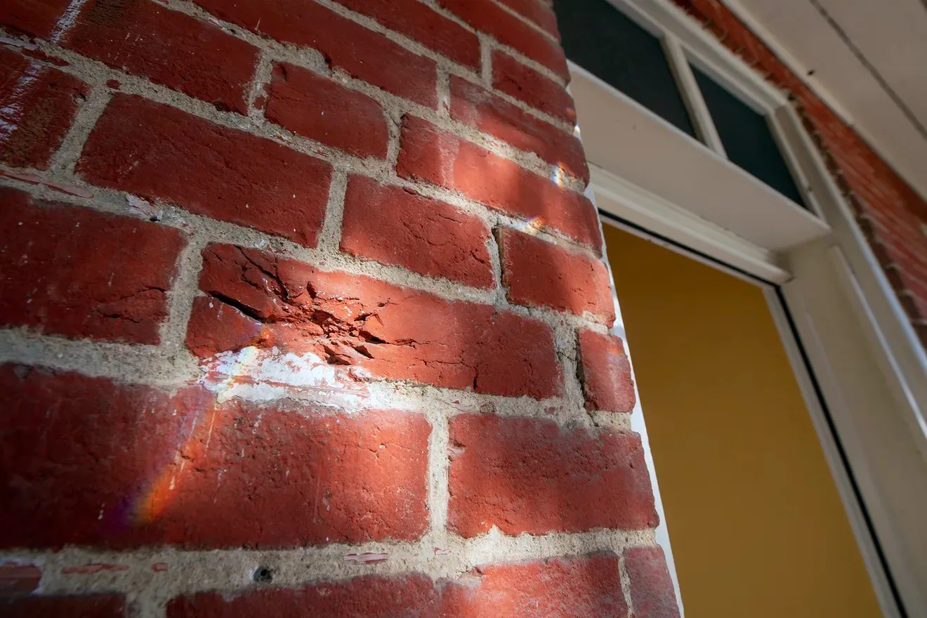 Scars left on the Welty House during the Battle of Gettysburg