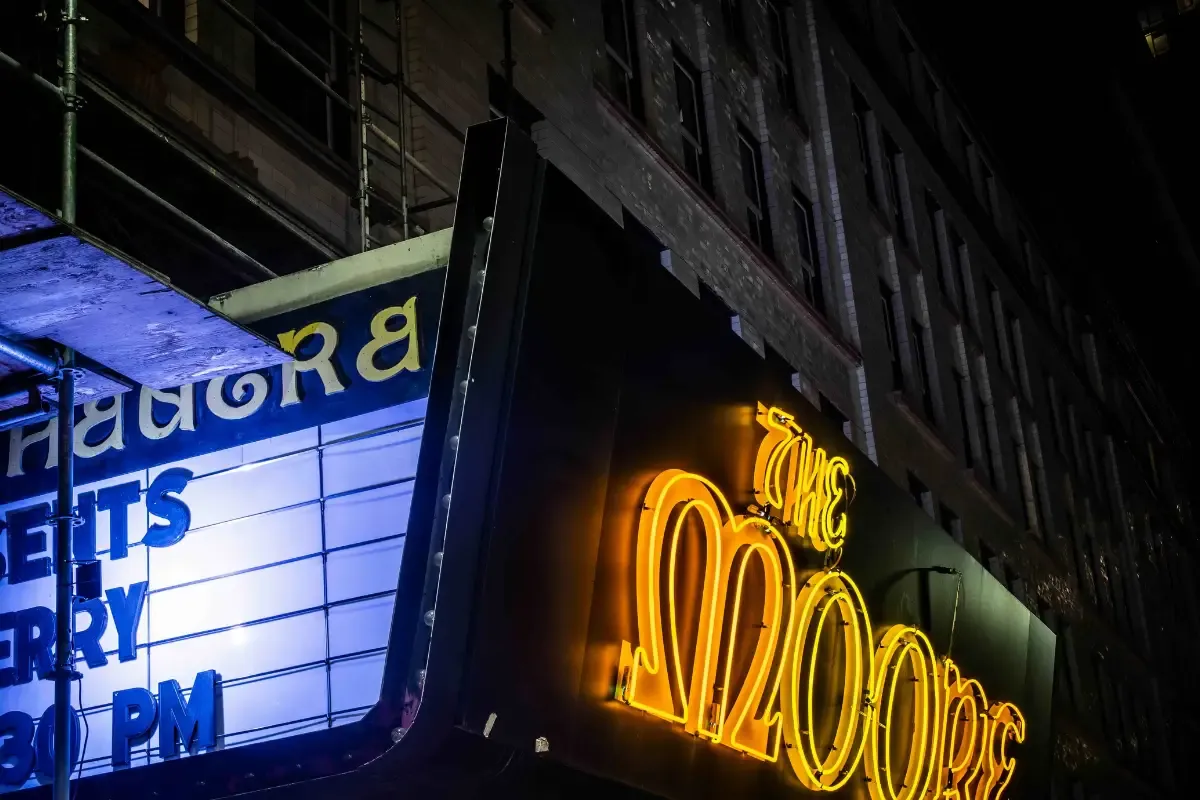 The Moore Theatre sign