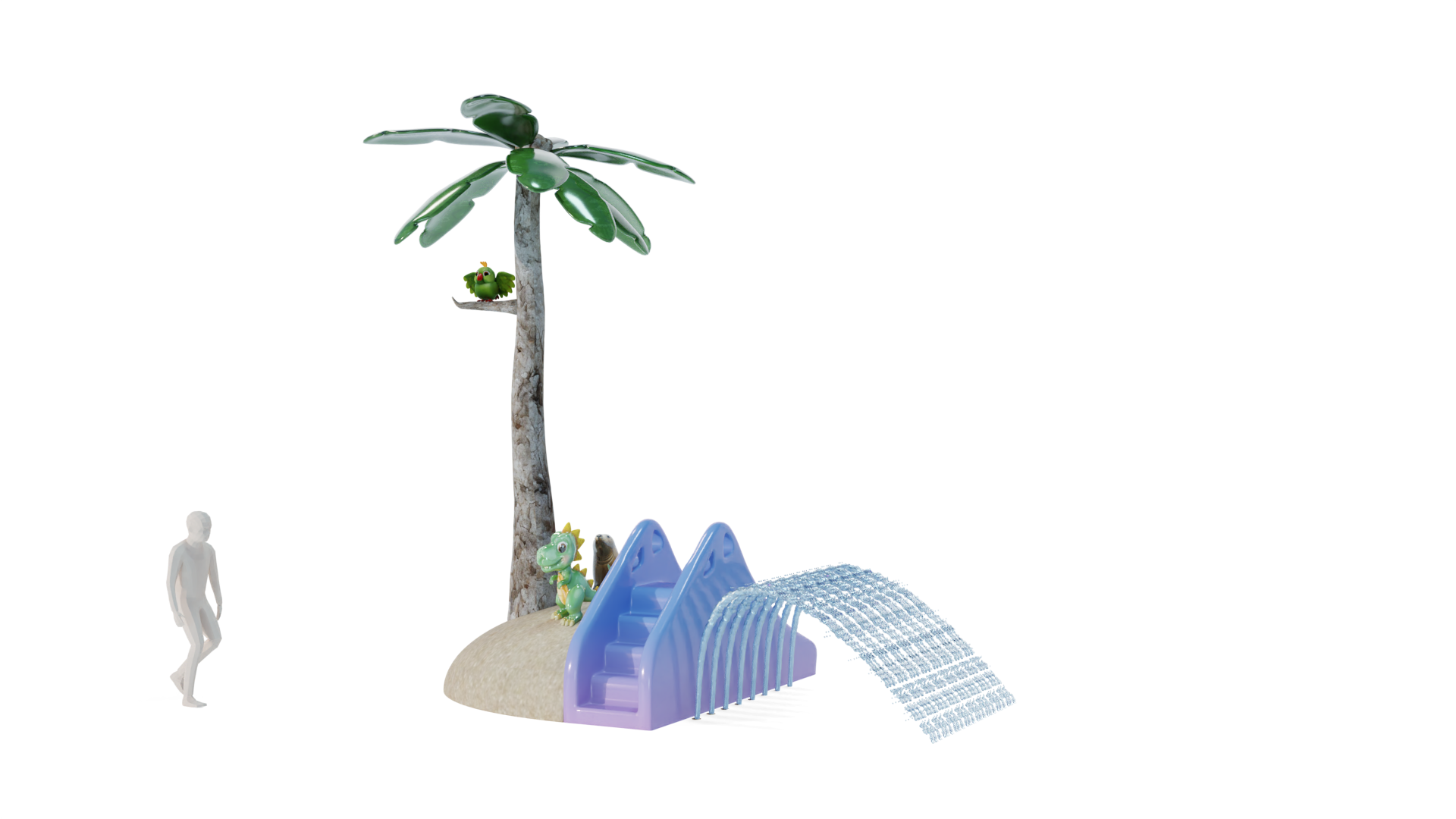 Moyenne île palmier glissade